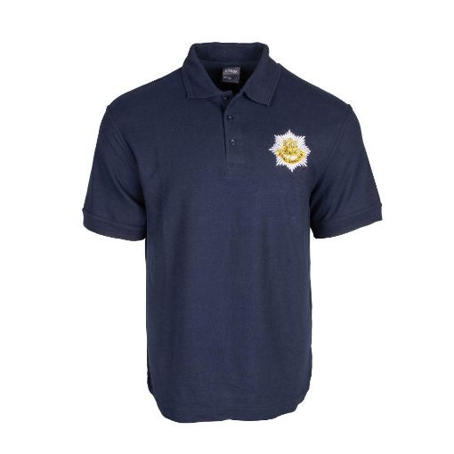 Picture of Navy Polo Shirt with Embroidered Royal Anglian Cap Badge on Left Chest - Small